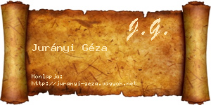 Jurányi Géza névjegykártya